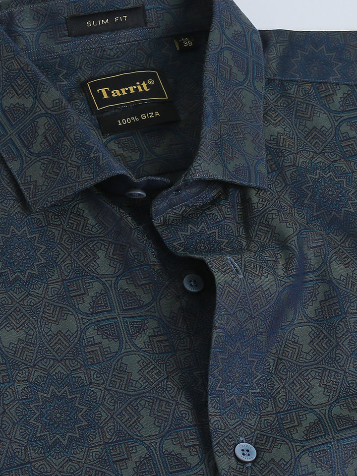 Sona Navy giza jacquard shirt