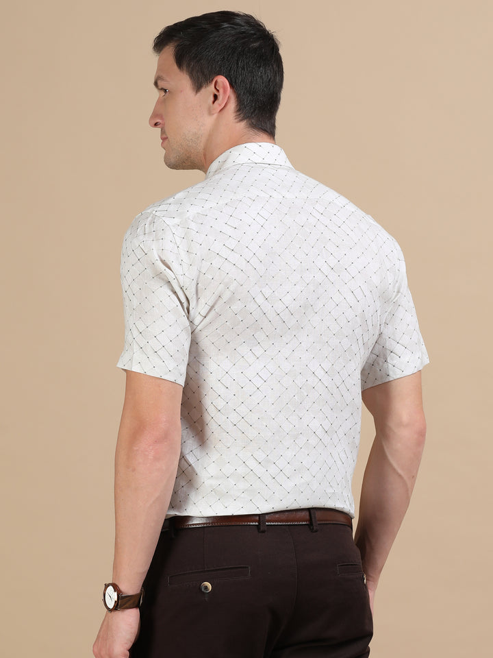 Golda Ecru linen printed shirt