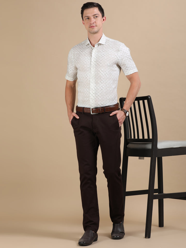Golda Ecru linen printed shirt