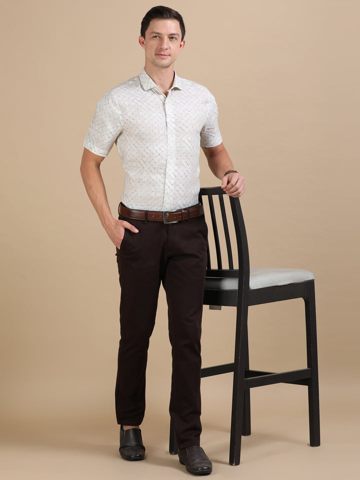 Golda Ecru linen printed shirt