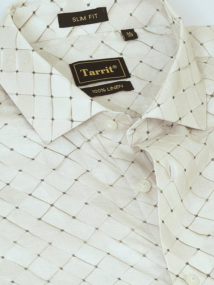Golda Ecru linen printed shirt