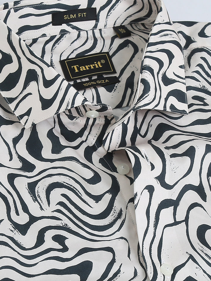 Zebra Ecru giza printed shirt