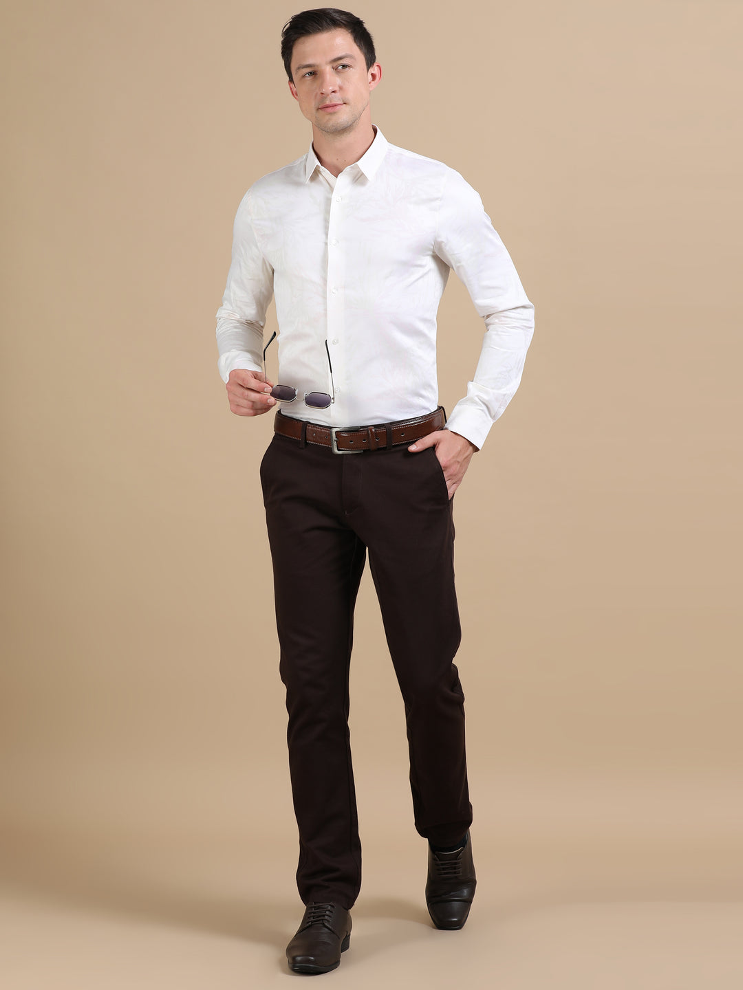 Carnation Ecru giza jacquard shirt
