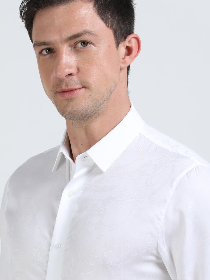 Goldie White tencel jacquard shirt