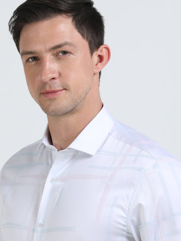 Chryso White giza jacquard shirt