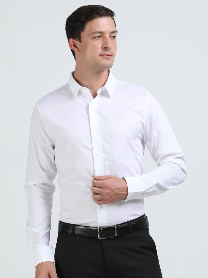 Christo White giza jacquard shirt