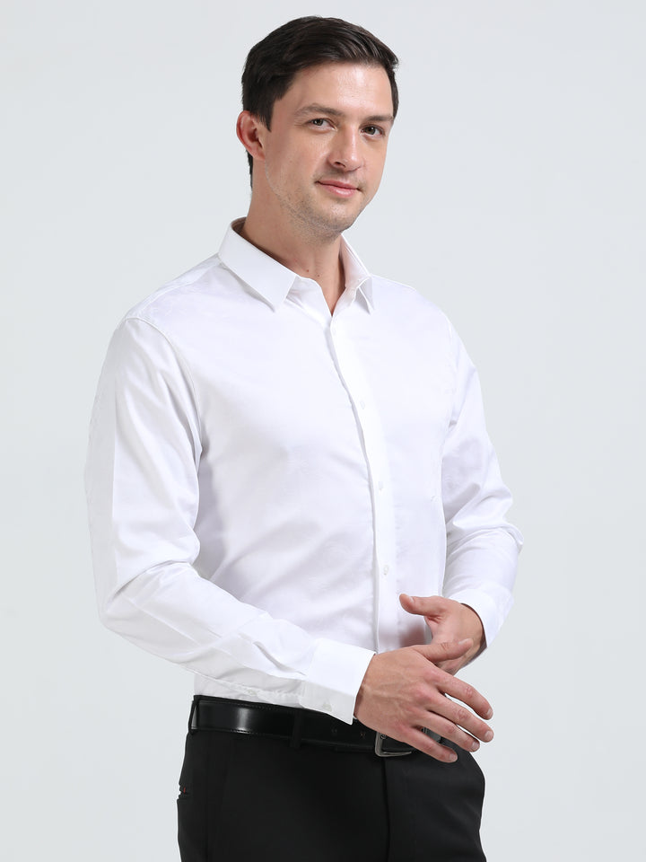 Christo White giza jacquard shirt