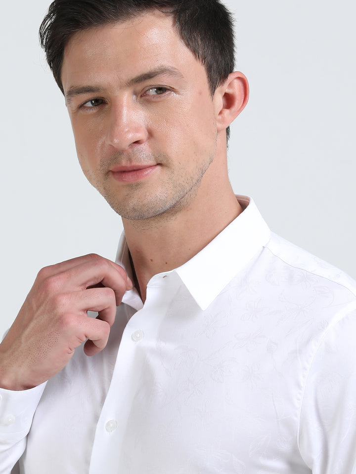 Christo White giza jacquard shirt