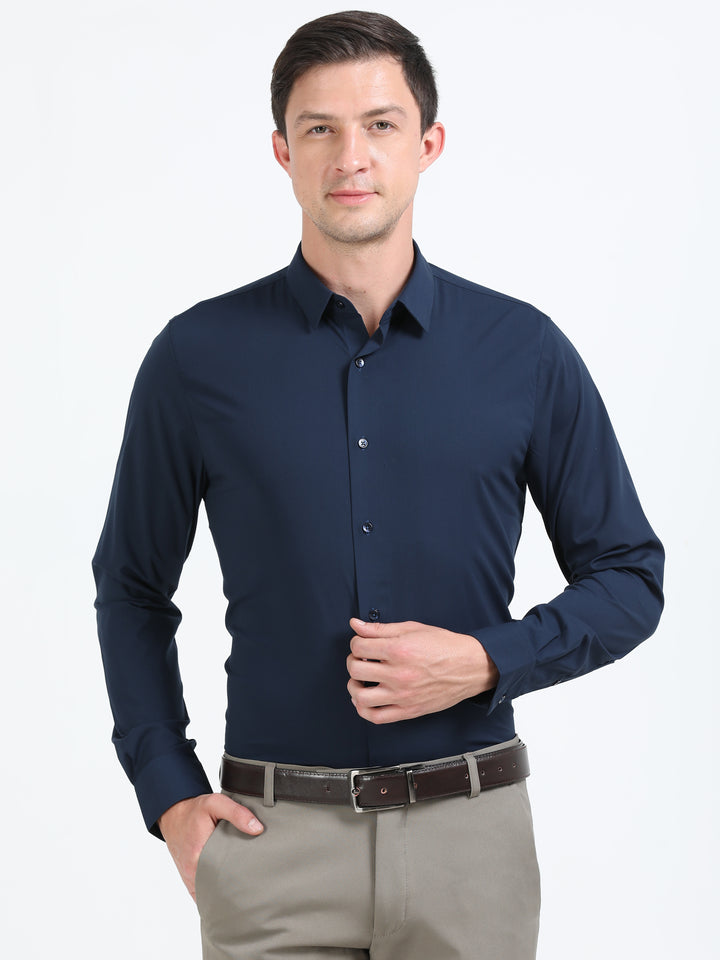 Aurum Navy rich cotton knit shirt