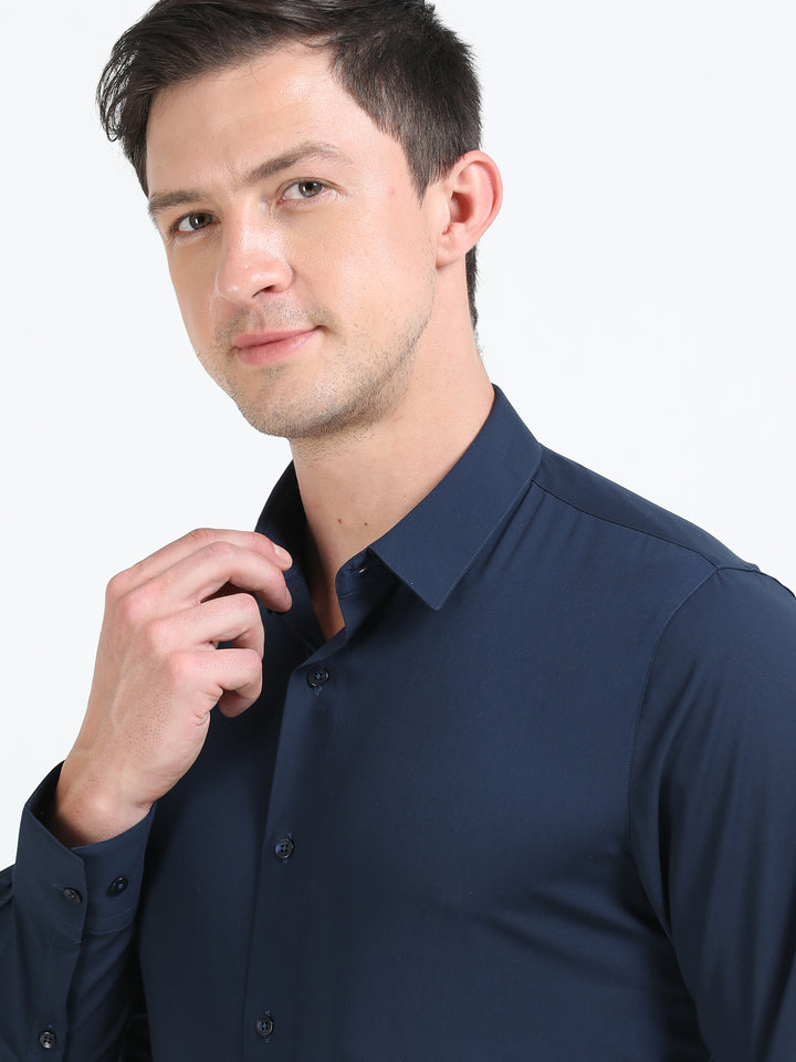 Aurum Navy rich cotton knit shirt