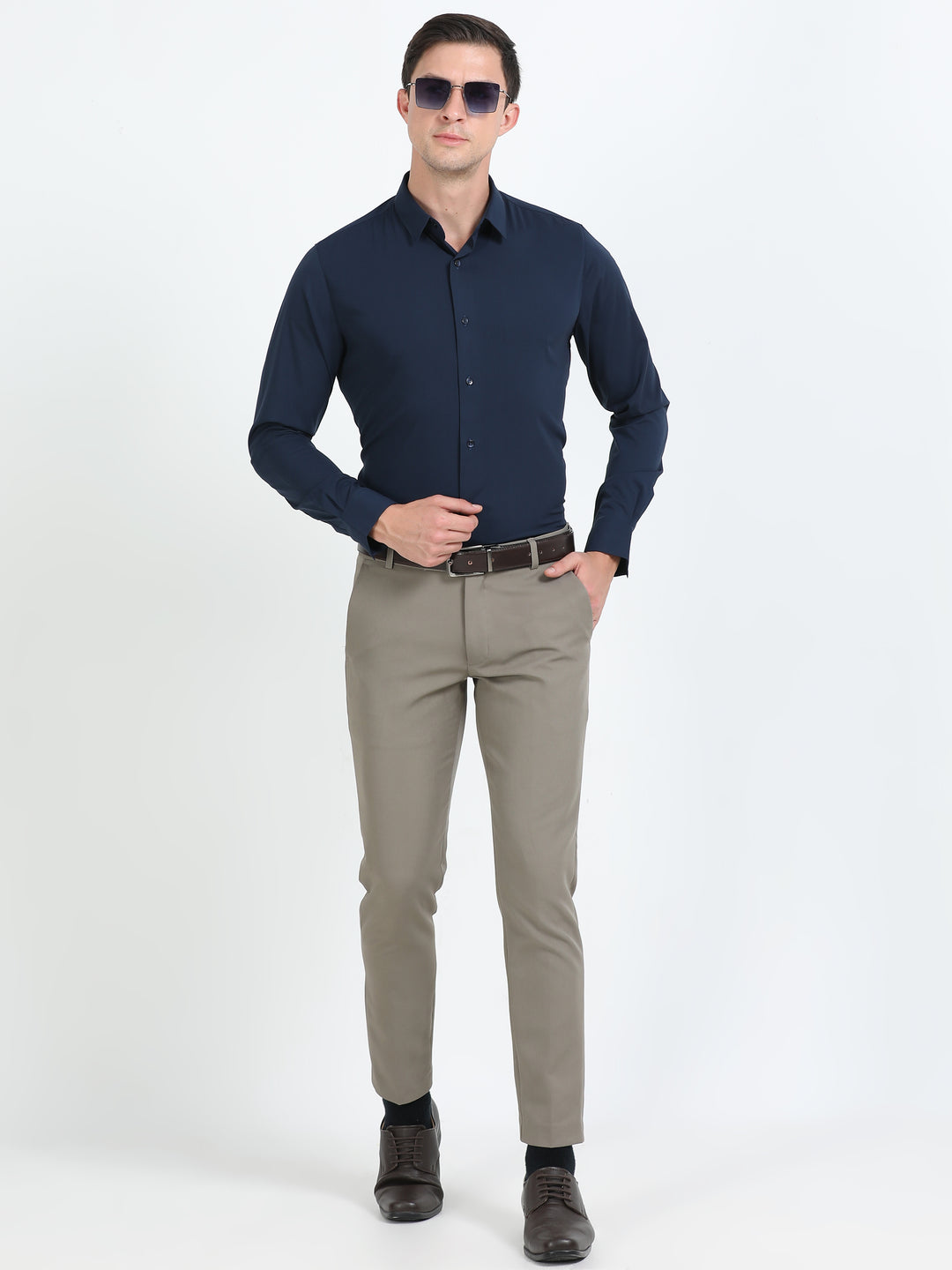 Aurum Navy rich cotton knit shirt