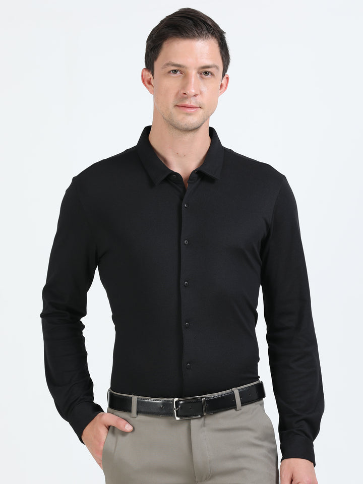 Aurum Black rich cotton knit shirt