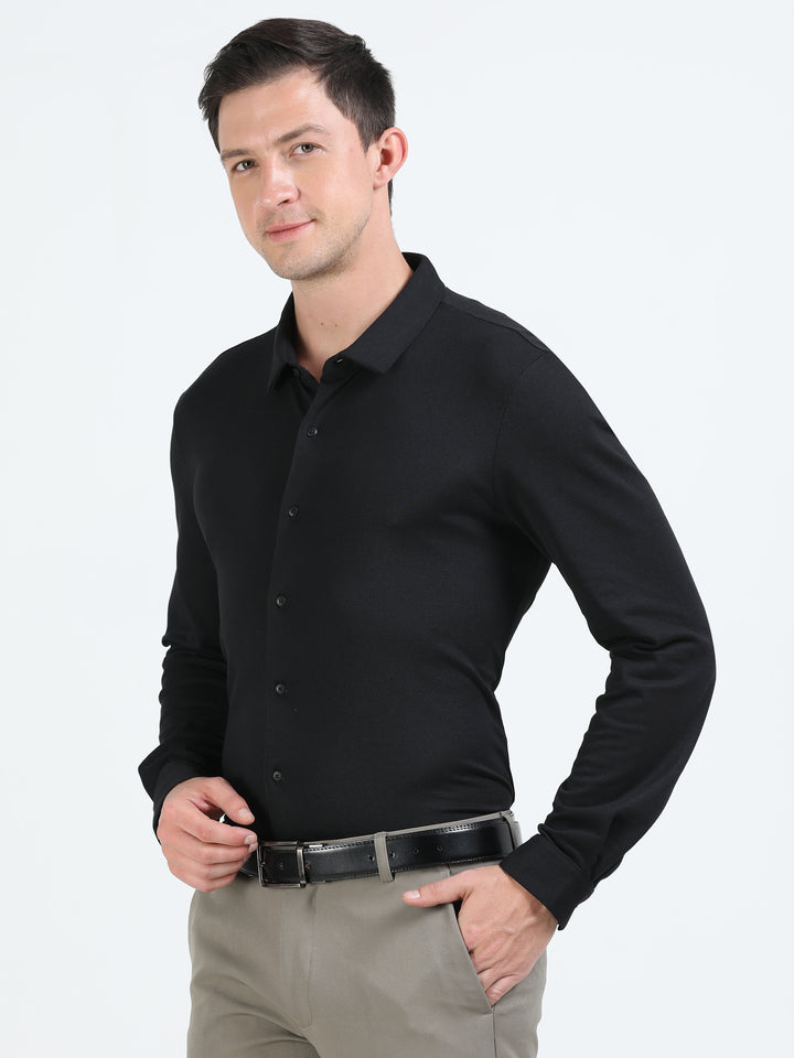 Aurum Black rich cotton knit shirt