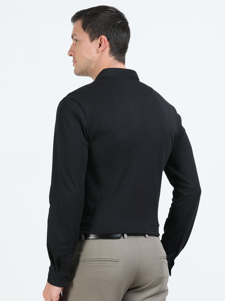 Aurum Black rich cotton knit shirt