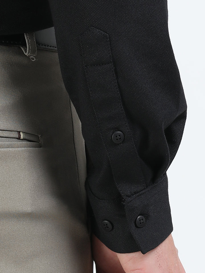 Aurum Black rich cotton knit shirt