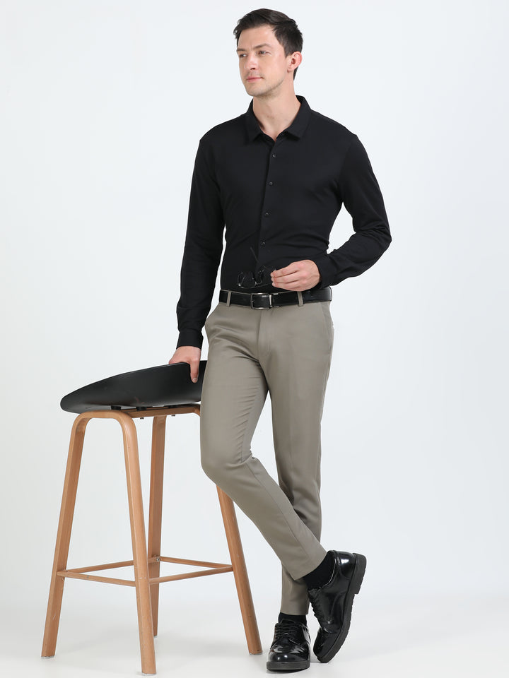 Aurum Black rich cotton knit shirt