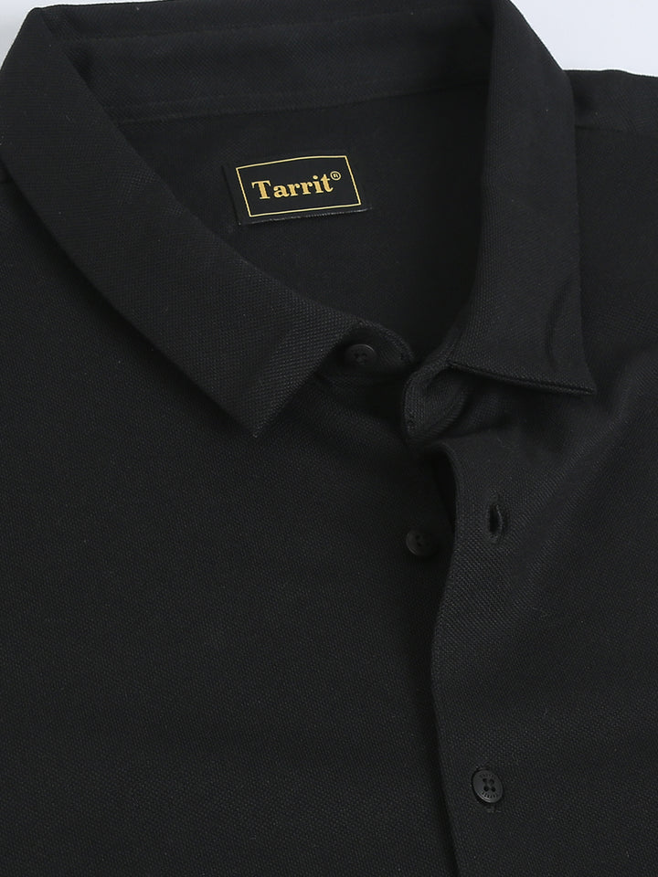 Aurum Black rich cotton knit shirt