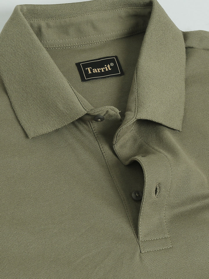Marigold Olive pique rich cotton knit polo