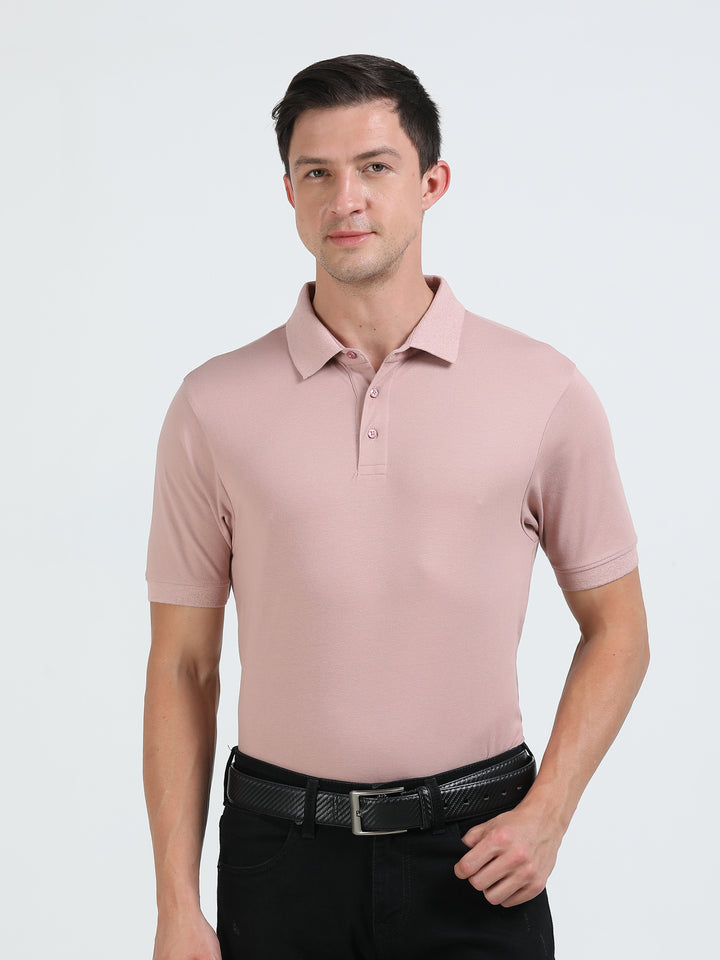 Marigold Pink pique rich cotton knit polo