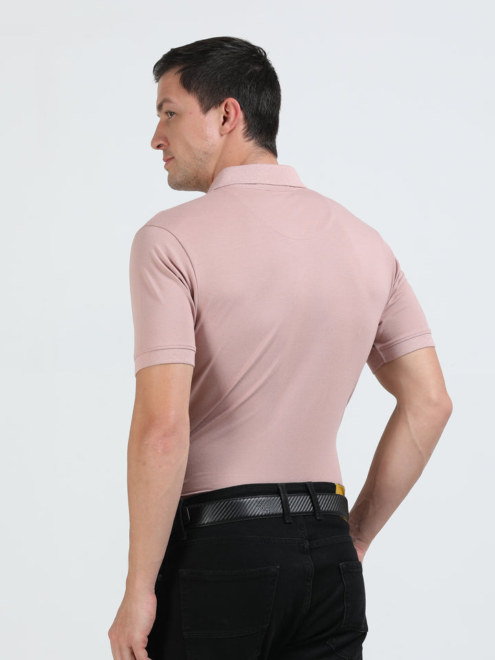 Marigold Pink pique rich cotton knit polo