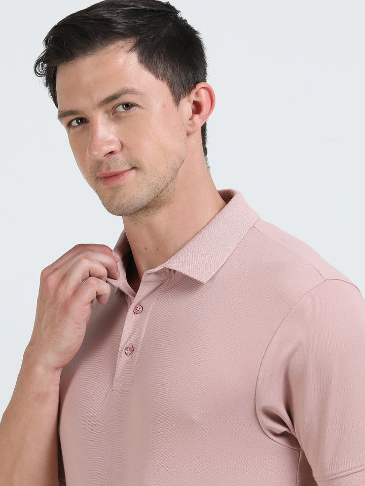 Marigold Pink pique rich cotton knit polo