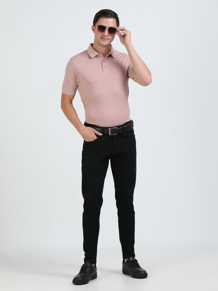 Marigold Pink pique rich cotton knit polo