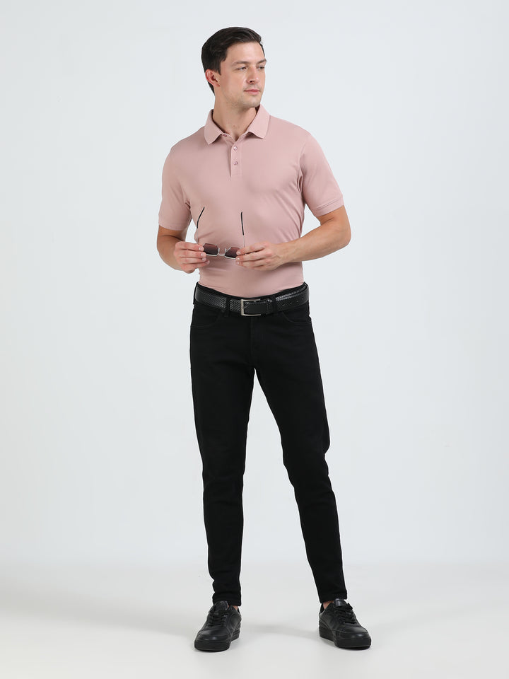 Marigold Pink pique rich cotton knit polo