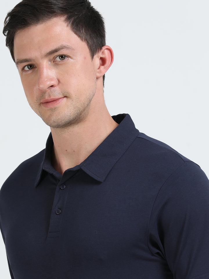 Boston Navy supima spandex cotton knit polo