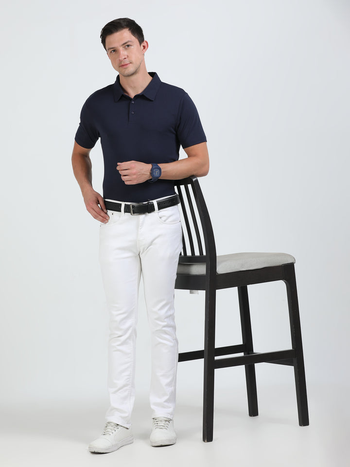 Boston Navy supima spandex cotton knit polo