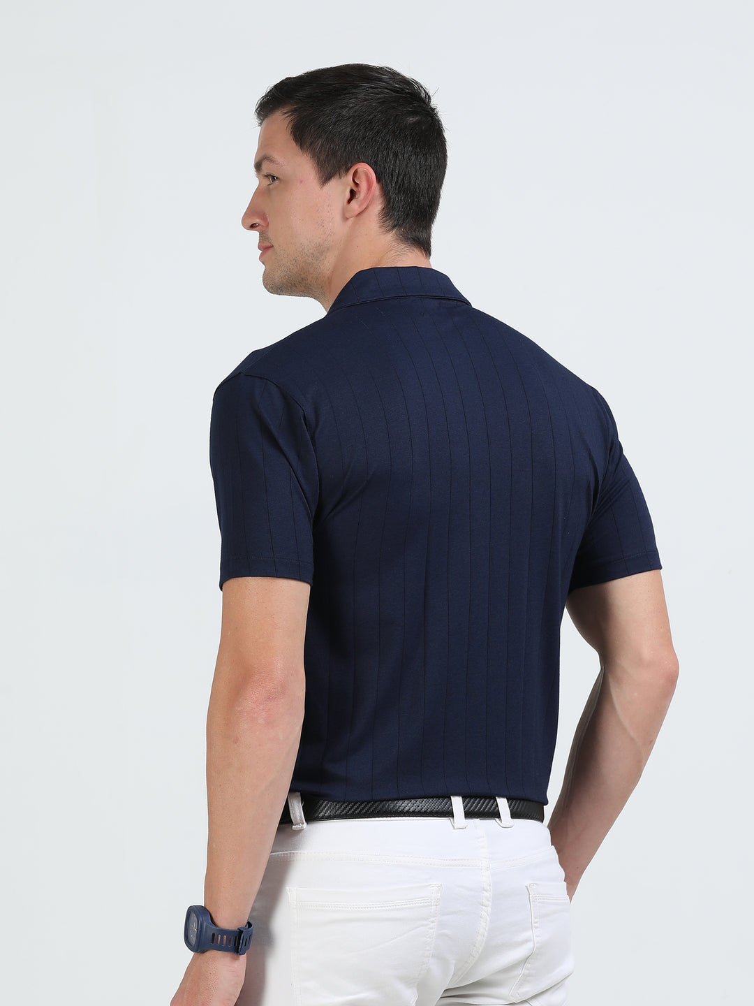 Aureo Navy rich cotton blend full open shirt