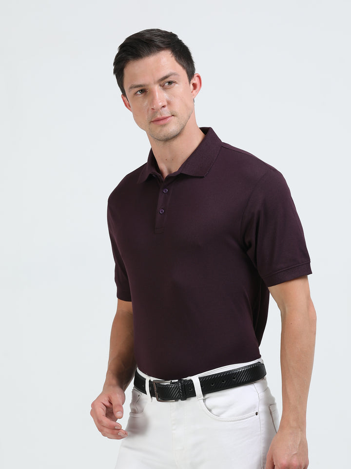 Marigold Wine pique rich cotton knit polo