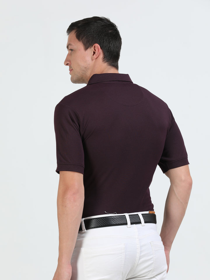 Marigold Wine pique rich cotton knit polo