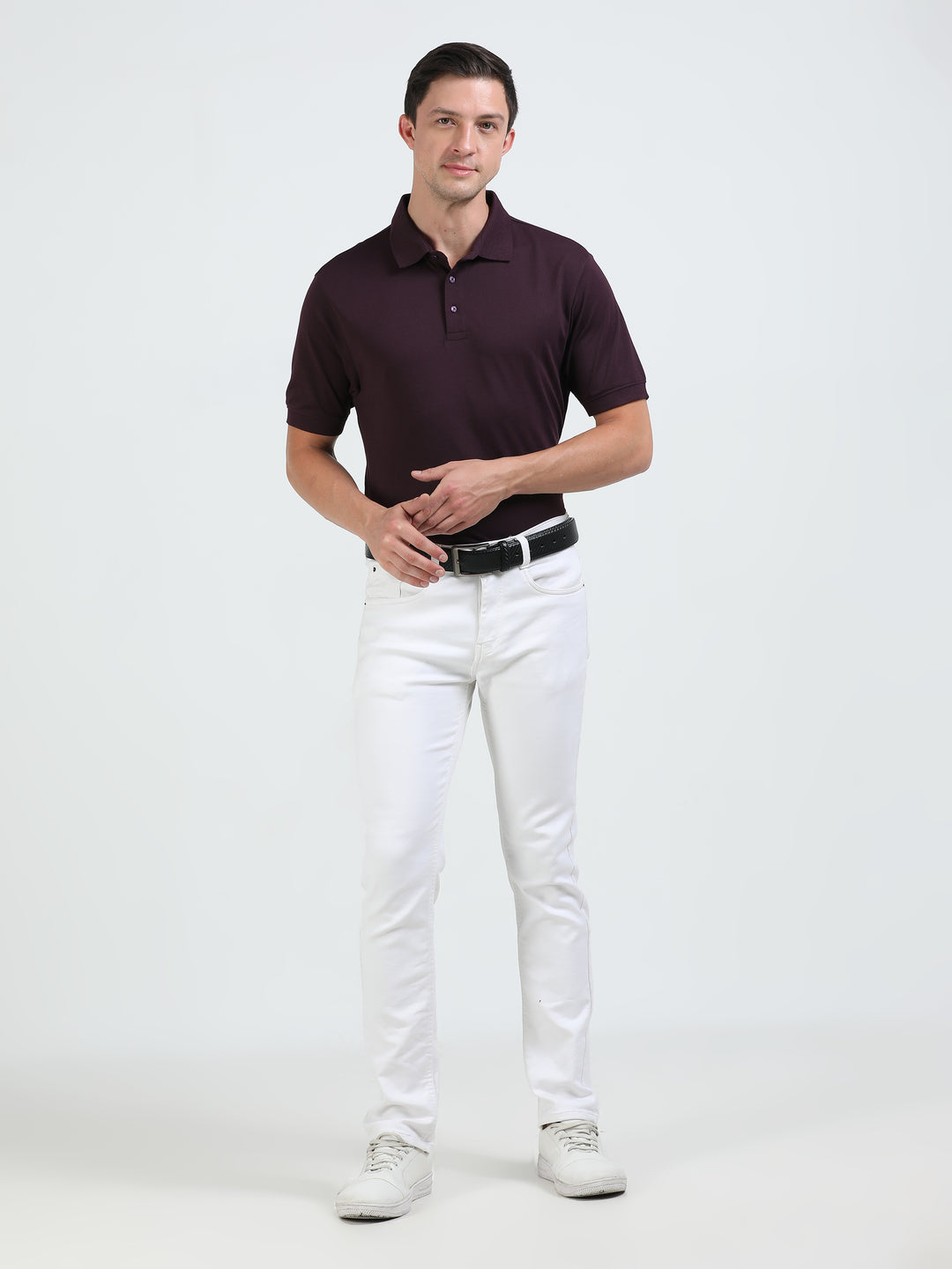 Marigold Wine pique rich cotton knit polo