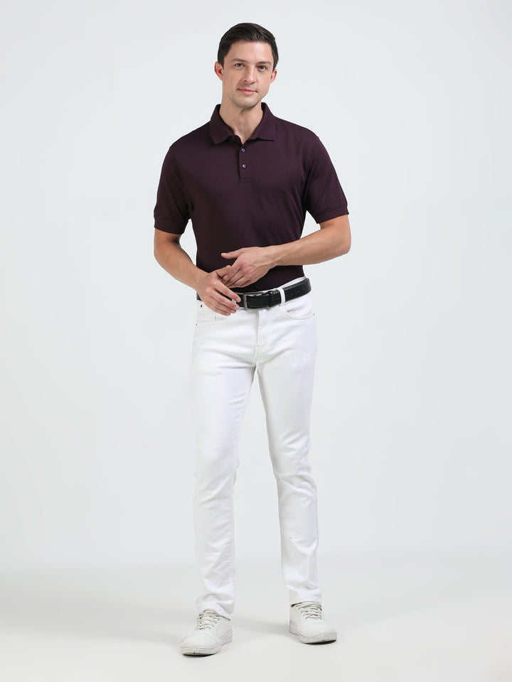 Marigold Wine pique rich cotton knit polo