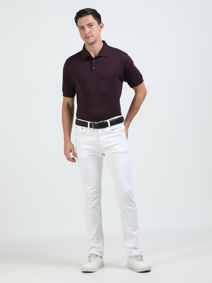Marigold Wine pique rich cotton knit polo