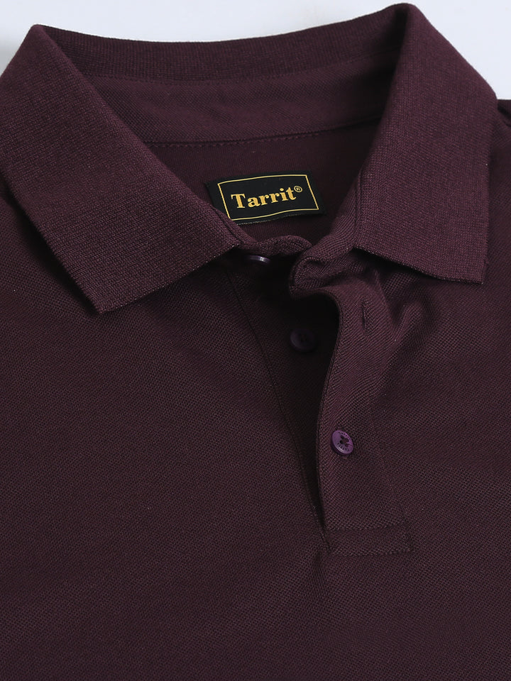 Marigold Wine pique rich cotton knit polo