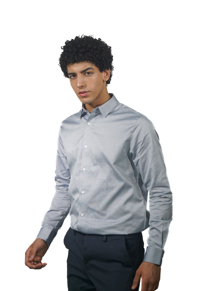 Giza Solid Snow Oxford Long Sleeve Shirt