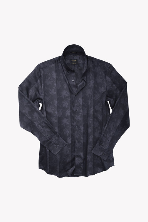 Navy Botanical Floral Jacquard