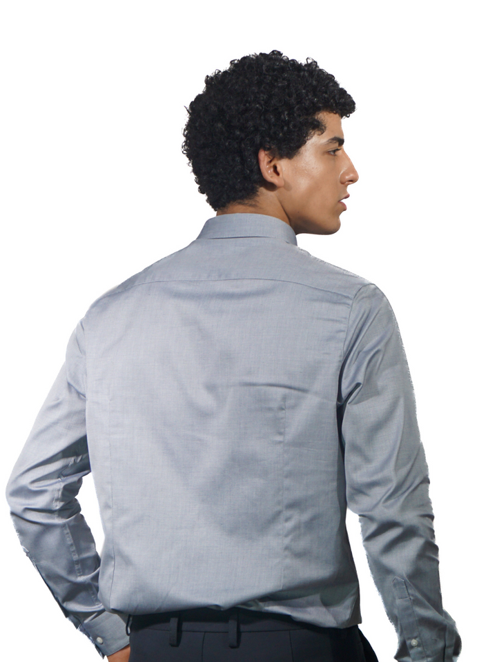 Giza Solid Snow Oxford Long Sleeve Shirt