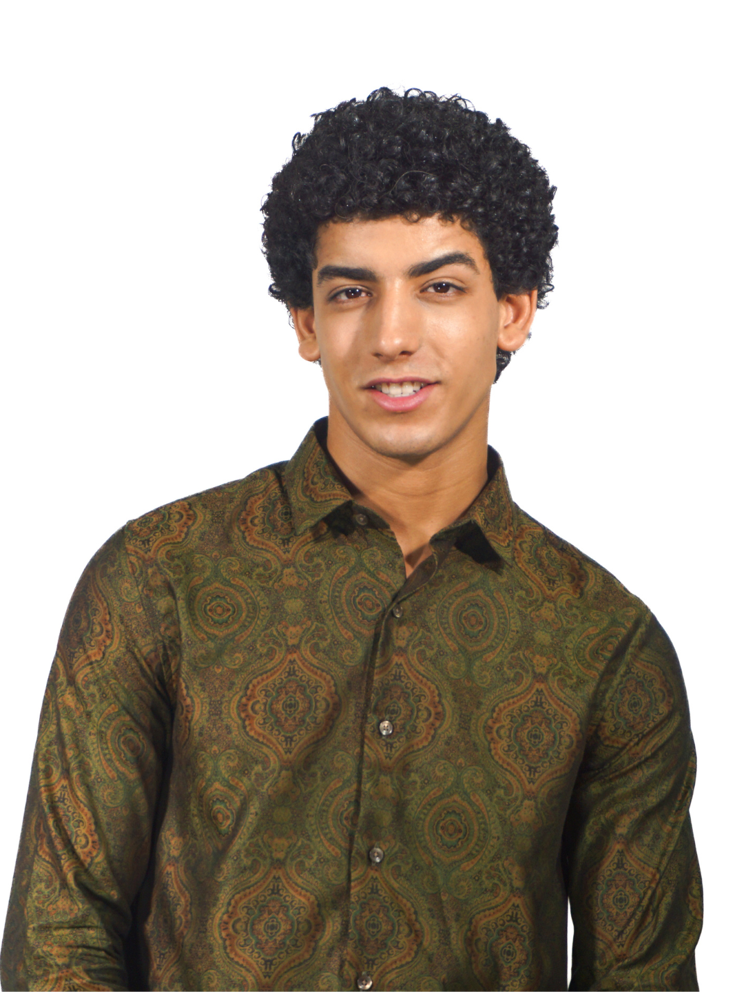 Giza Green Jacquard Long Sleeve Shirt for Men
