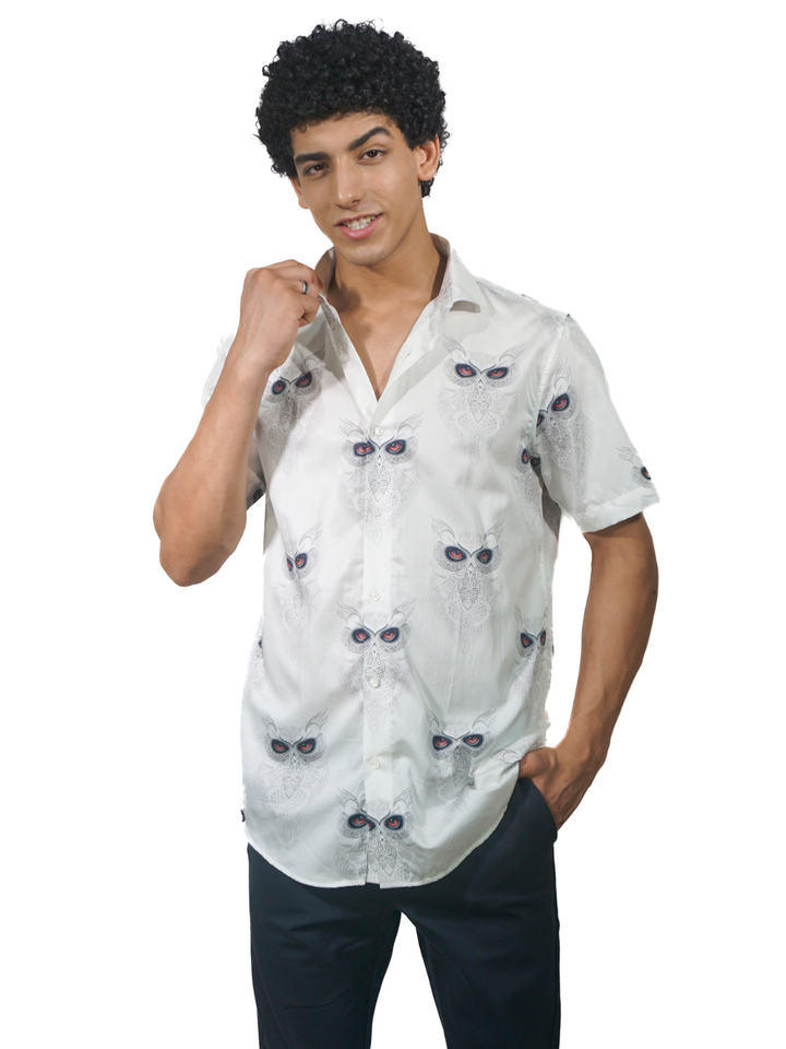 Giza Snow Owl Printed Short Sleeve Shirt