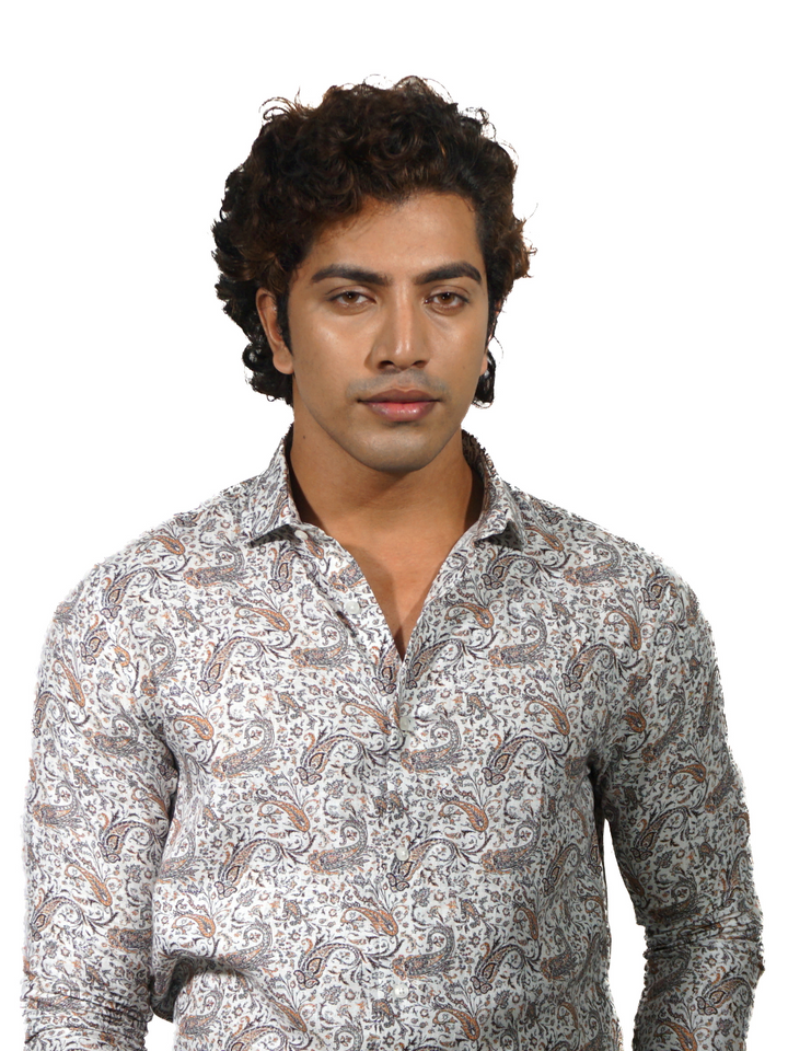 Linen Tadopole Printed Long Sleeve Shirt for Men