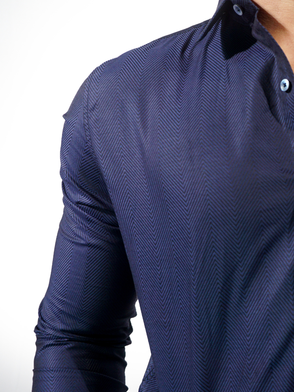 Royal Blue Solid Jacquard Long Sleeve Shirt for Men