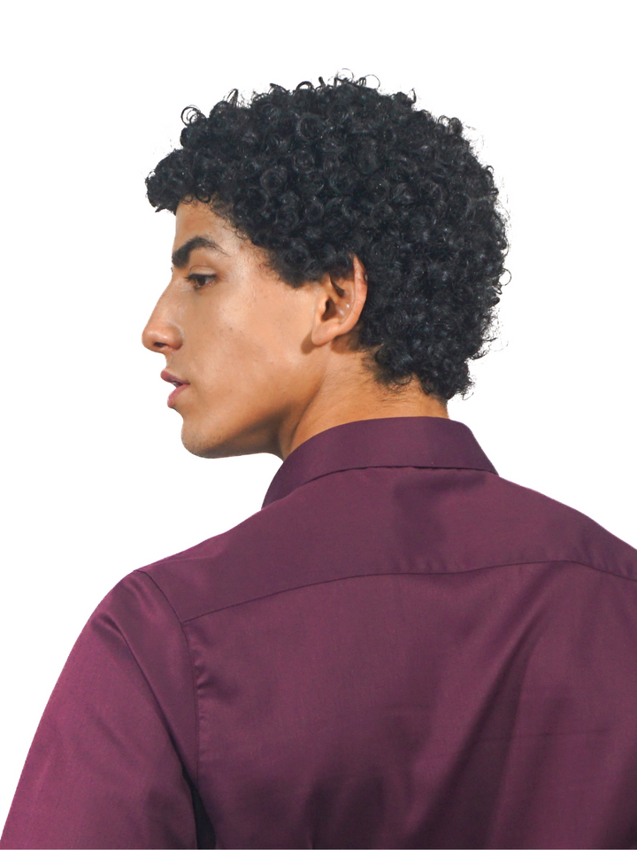 Giza Solid Red Wine Long Sleeve Shirt for Men