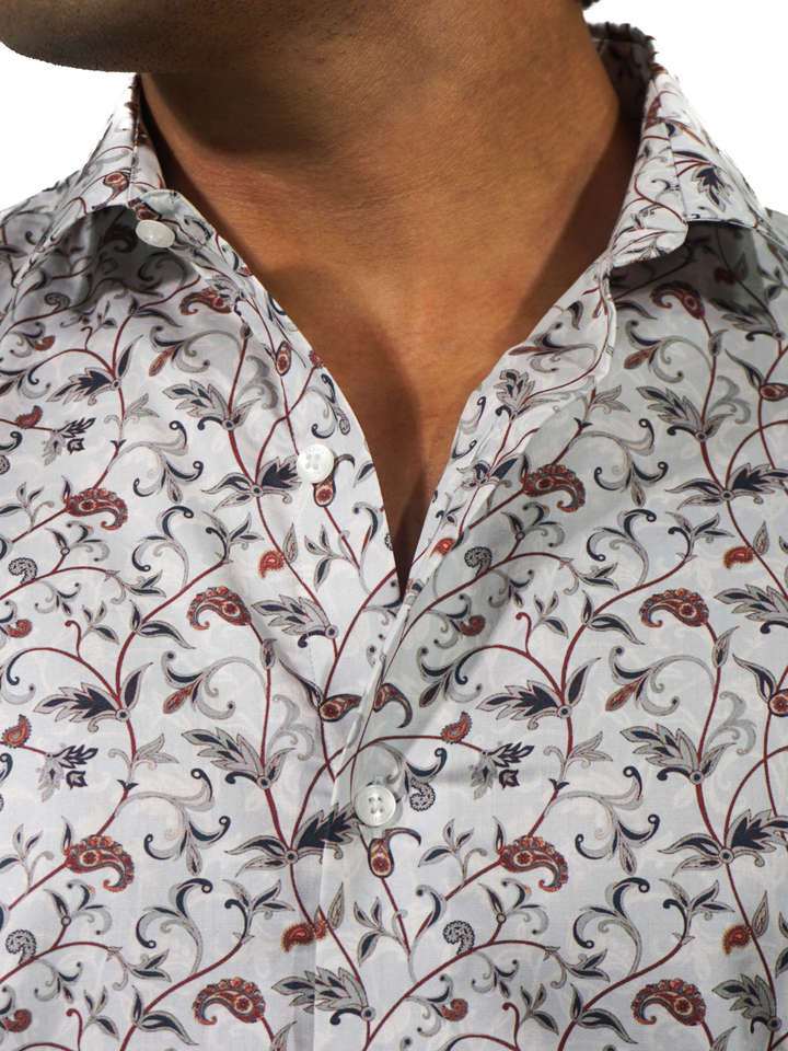 Giza Red Green Multi Color Printed Long Sleeve Shirt for Men