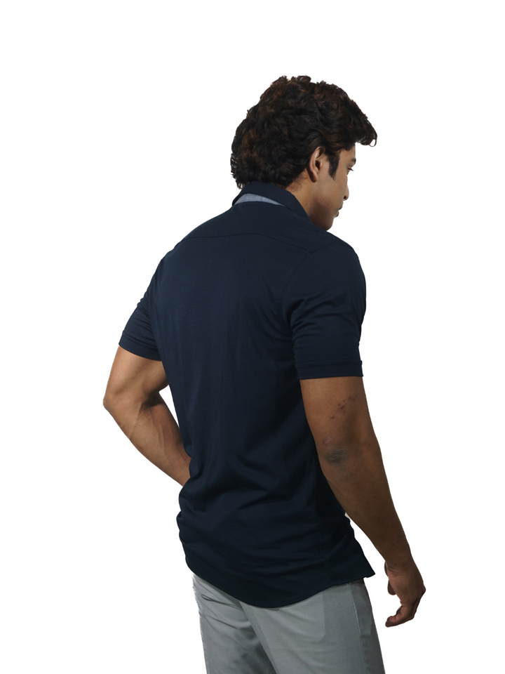 Supima Navy Short Sleeve Shirt for Men
