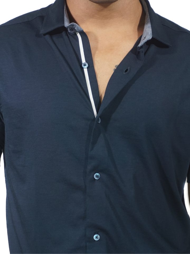 Supima Navy Short Sleeve Shirt for Men