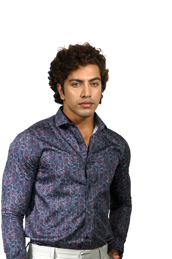 Giza Dry Rose Printed Long Sleeve Shirt  for Men