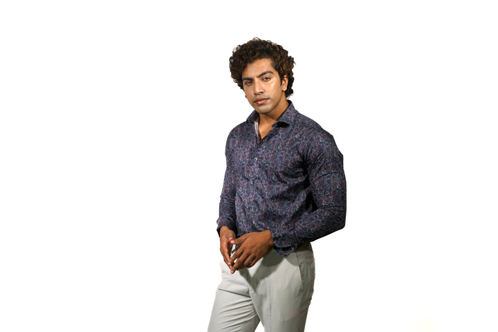 Giza Dry Rose Printed Long Sleeve Shirt  for Men