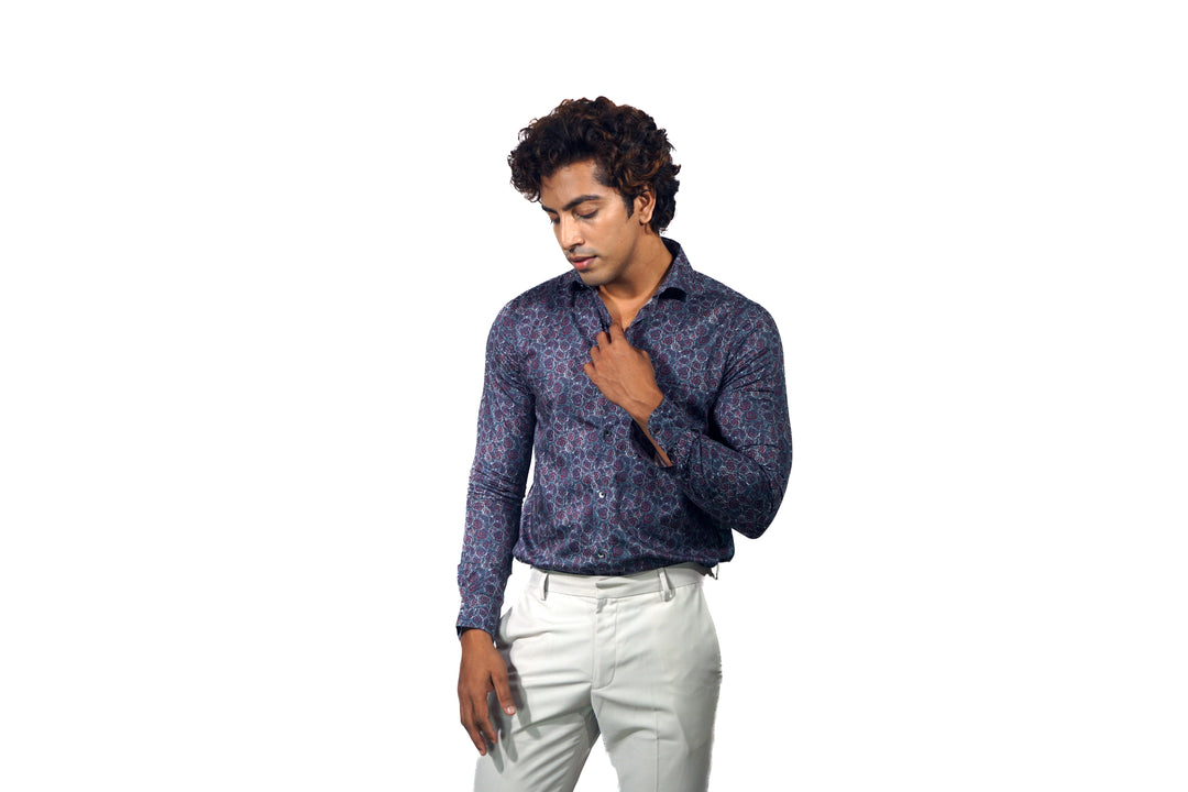 Giza Dry Rose Printed Long Sleeve Shirt  for Men